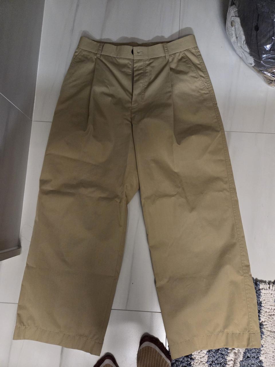 솔리드옴므 정품 와이드 베이지 면바지 32-34사이즈