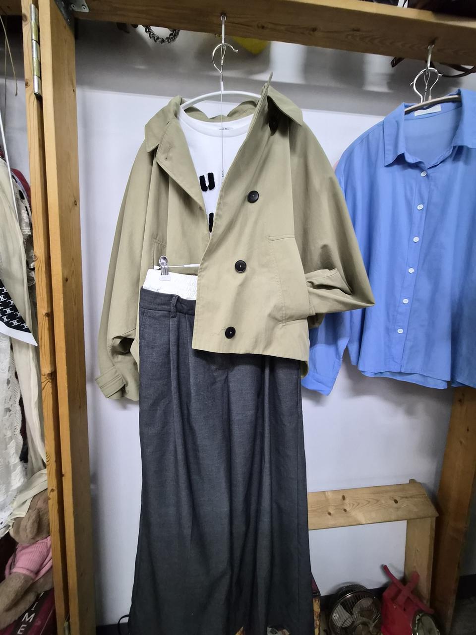 자라 벌룬 후드 숏 트렌치