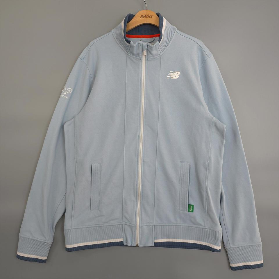 뉴발란스 New Balance 로고 라인 배색 트랙자켓 라이트블루 XL