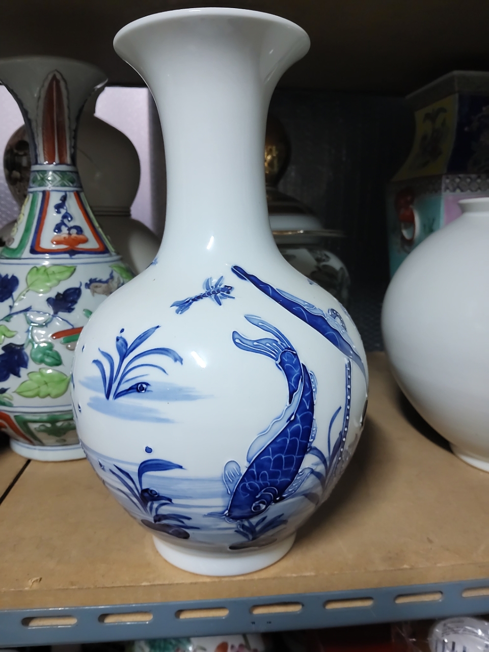 경덕진제 청화백자 연화문 도자기