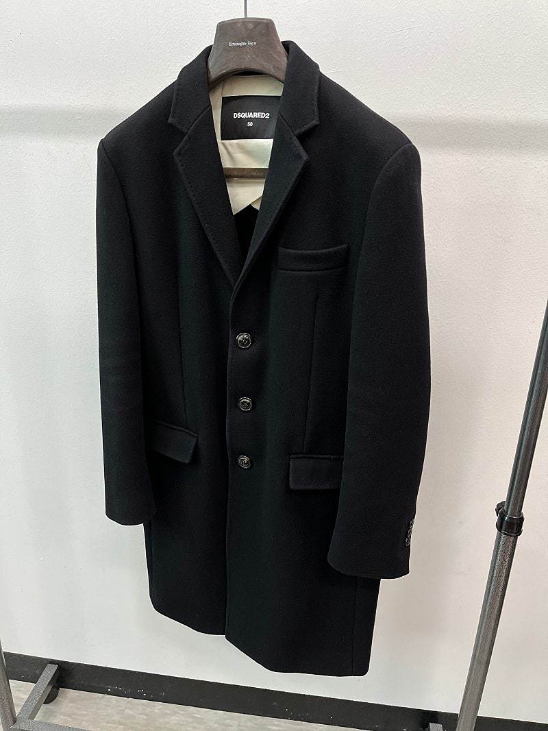 100) 디스퀘어드 블랙 싱글 울코트