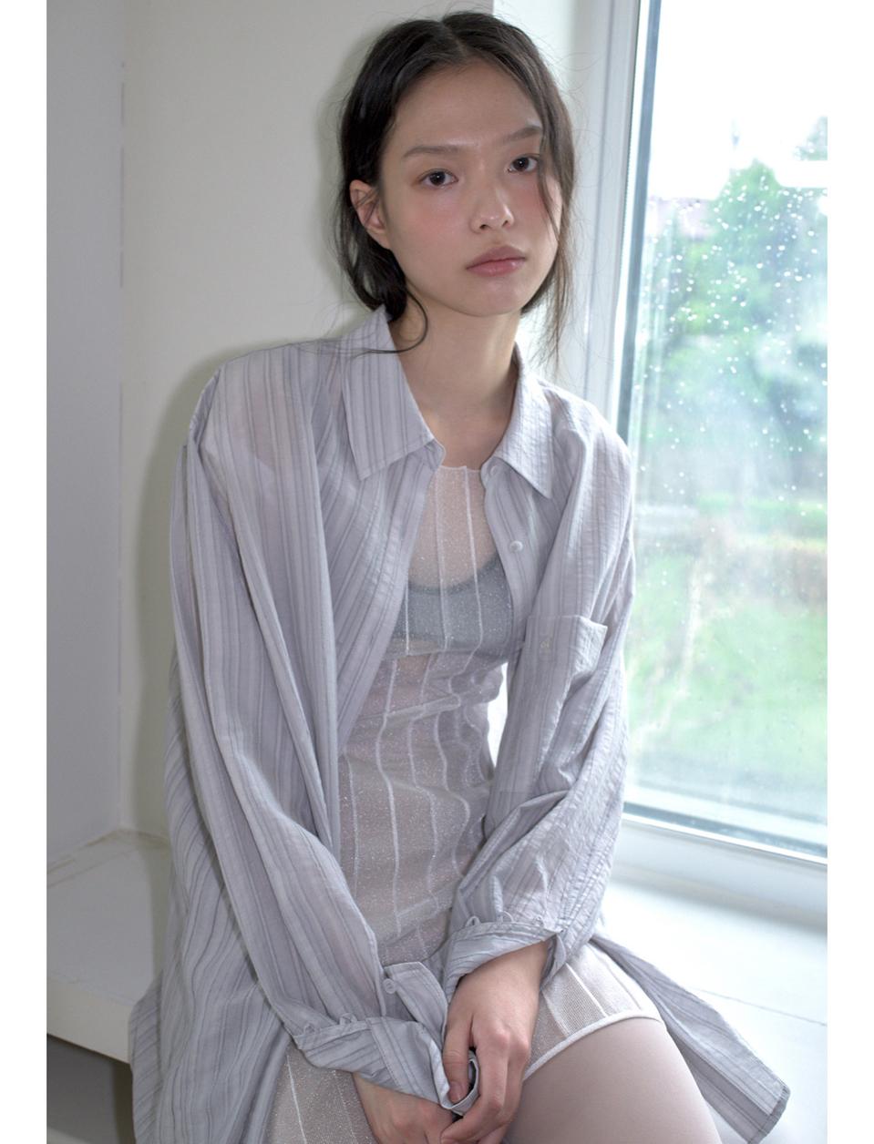 새상품:)오버듀플레어OVERSIZED TEXTURED SHIRT_GREY