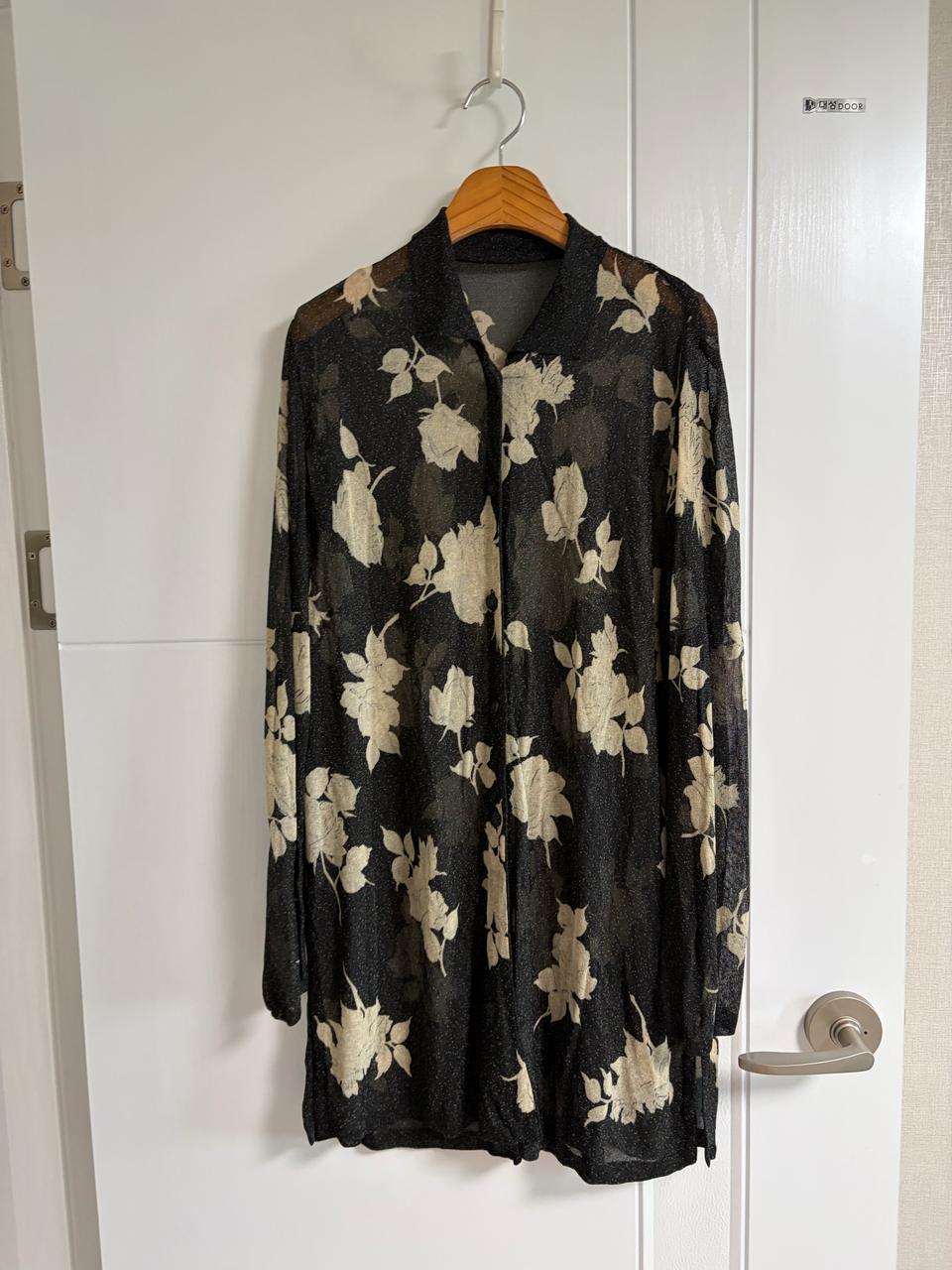 (일본 수입 빈티지)셔츠 블라우스 긴팔 시스루 롱 레이온