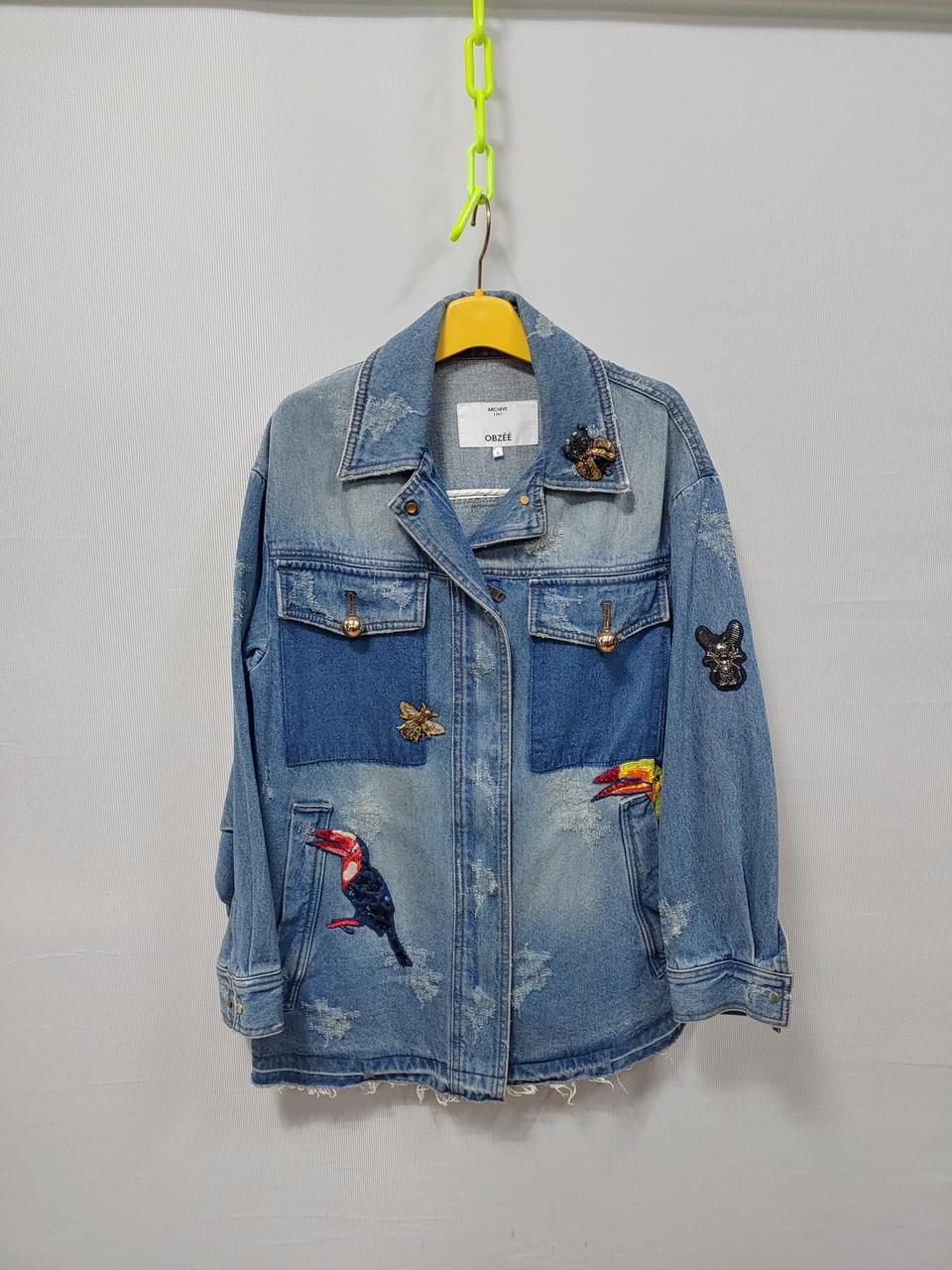 OBZEE 오브제 데님 패치 자켓 청자켓 여성0 44~55