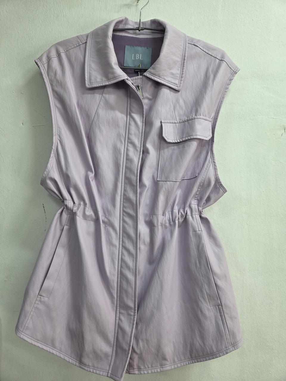 LBL 라벤더 퍼플 린넨 조끼 자켓