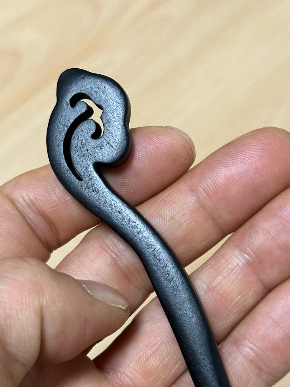 흑목 나무 비녀 구름 디자인