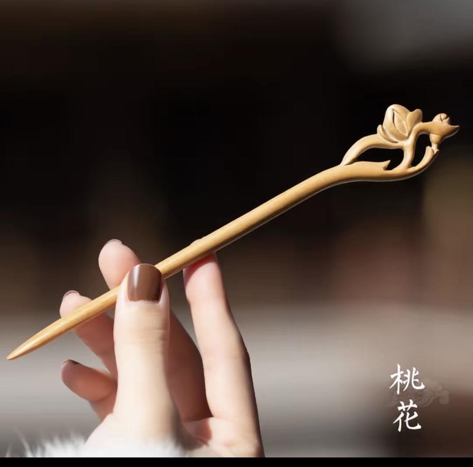 복숭아꽃 장식 머리핀