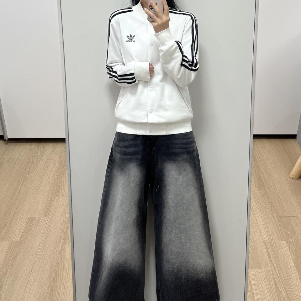 아디다스 백로고 검흰 화이트 봄버 자켓