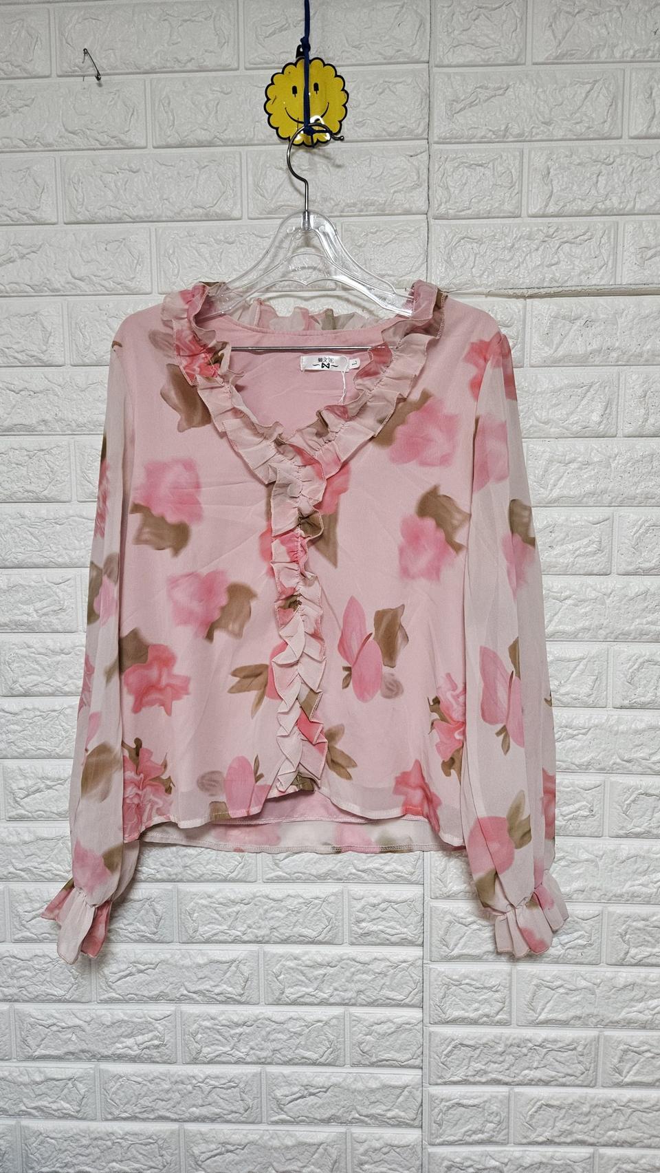 미사용)샬랄라이픈블라우스L