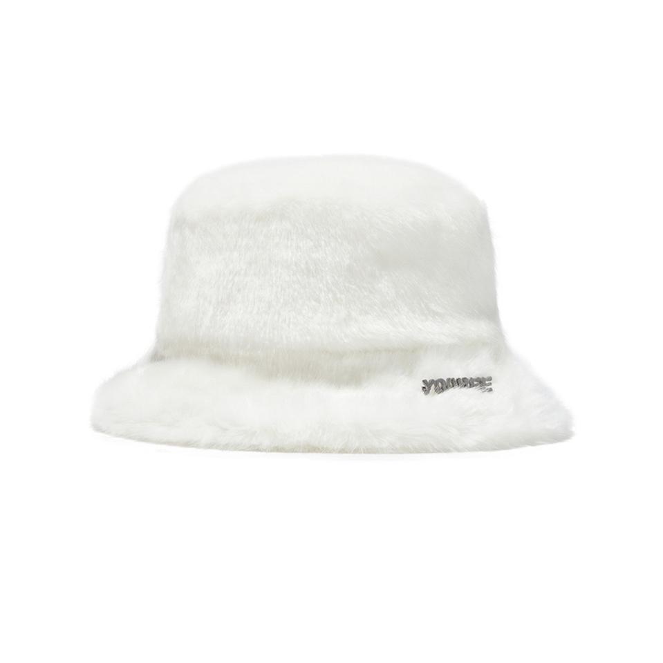 [새상품] 유희 퍼 버킷햇 화이트