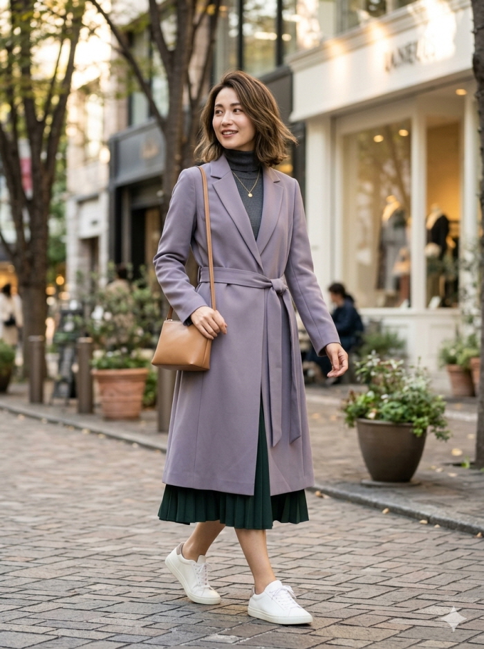 베라왕 라벤더 벨티드 트렌치코트 55