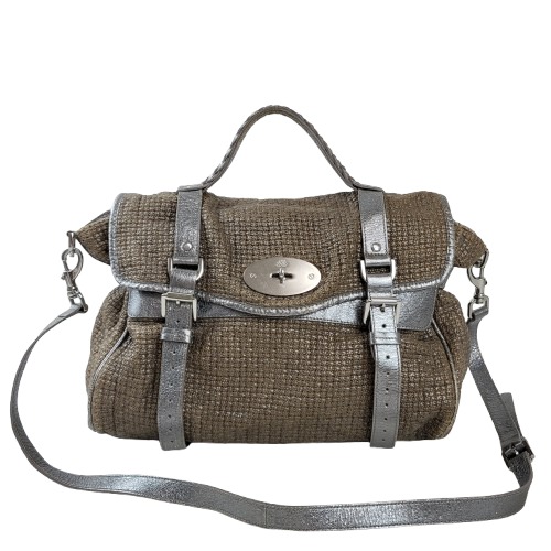 정품 멀버리 알렉사 메탈릭 실버 트위드 컬렉션 한정판