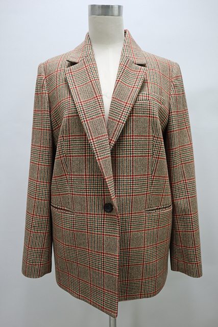 여성 아떼 바네사부르노 모직혼방 체크 자켓 