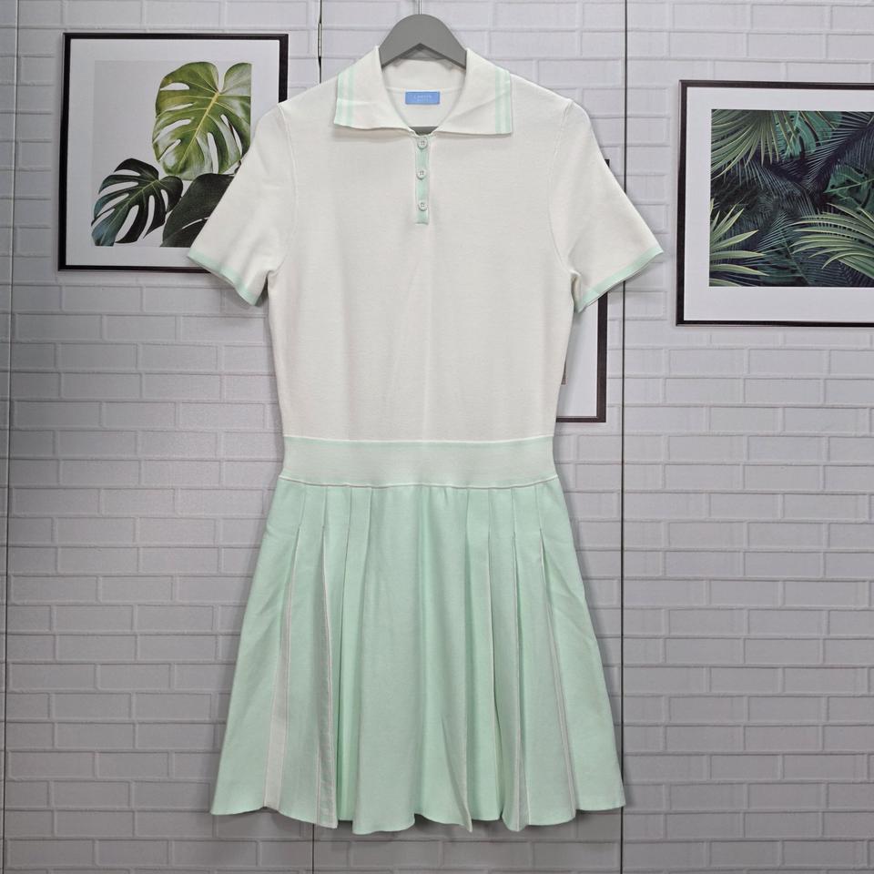 한섬 랑방블랑 골프 카라 플리츠 반팔 원피스 55반~66사이즈 새상품급