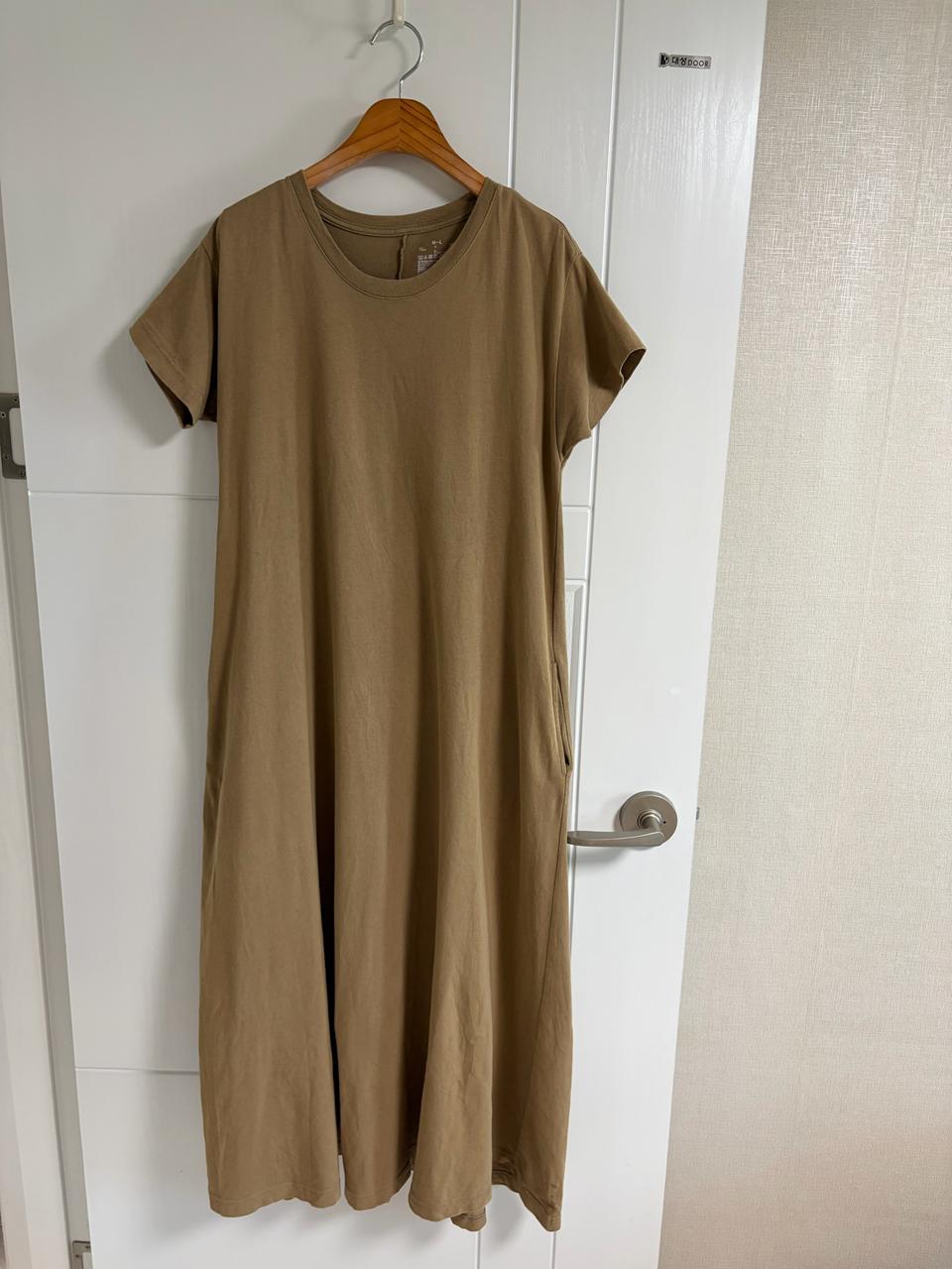 (일본 수입 빈티지)반팔 원피스 롱 면100 코튼 기본 M-L 캐주얼