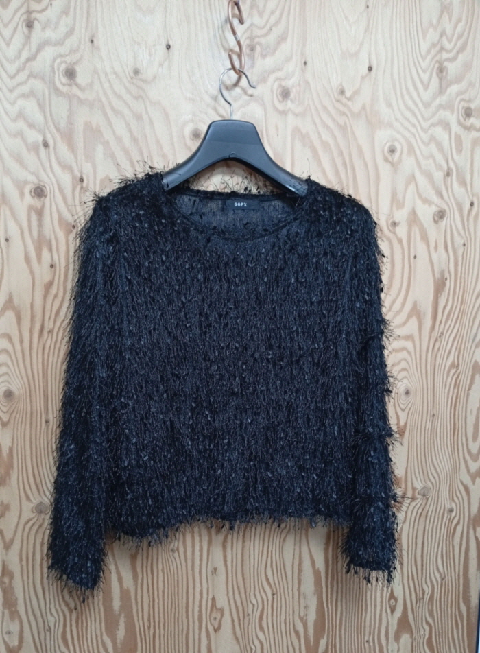 GGPX 블랙 솔잎사 브라우스