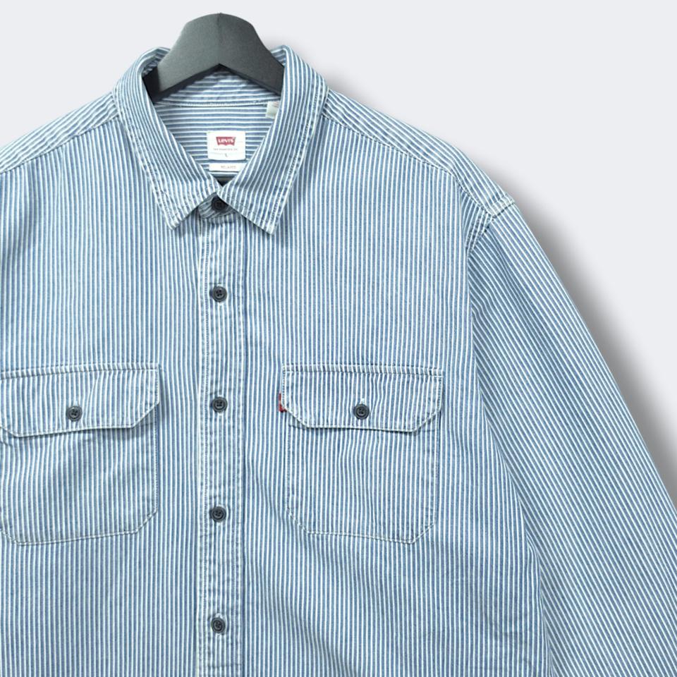 [L] 리바이스 블루&화이트 스프라이트 릴렉스핏 클래식 워커 긴팔셔츠