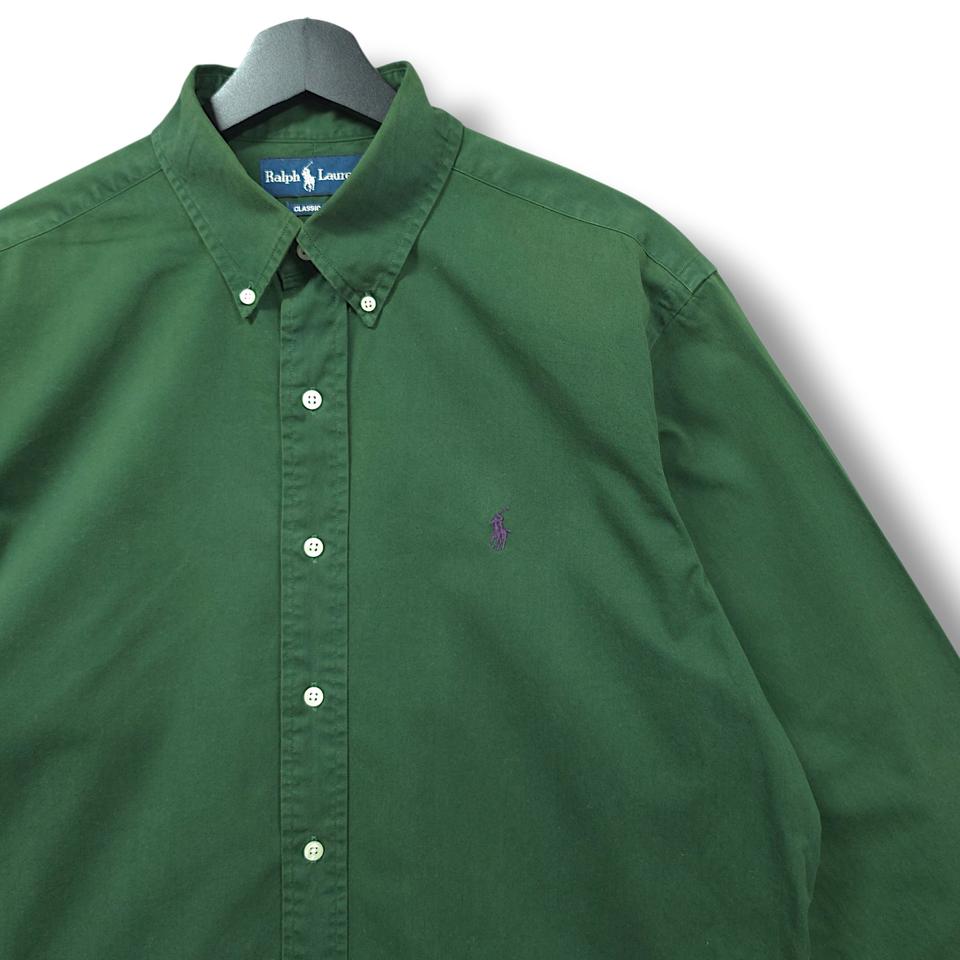 [L] 폴로 그린 버튼다운 클래식핏 옥스포드 긴팔셔츠