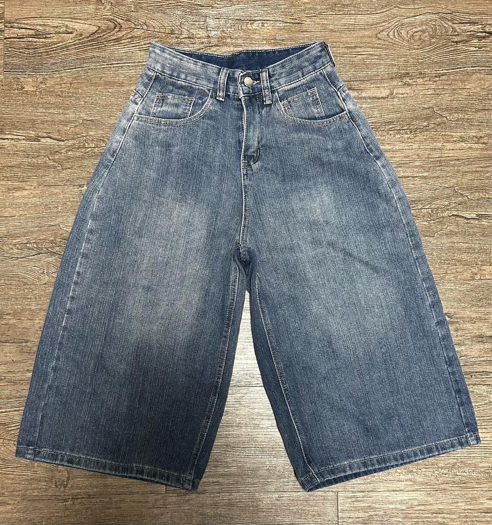 여성 체크 포켓 데님 버뮤다팬츠 (S)