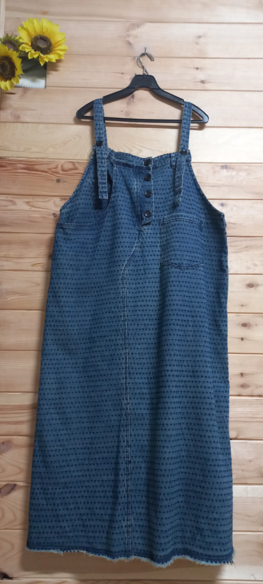 데님 멜빵 롱 원피스