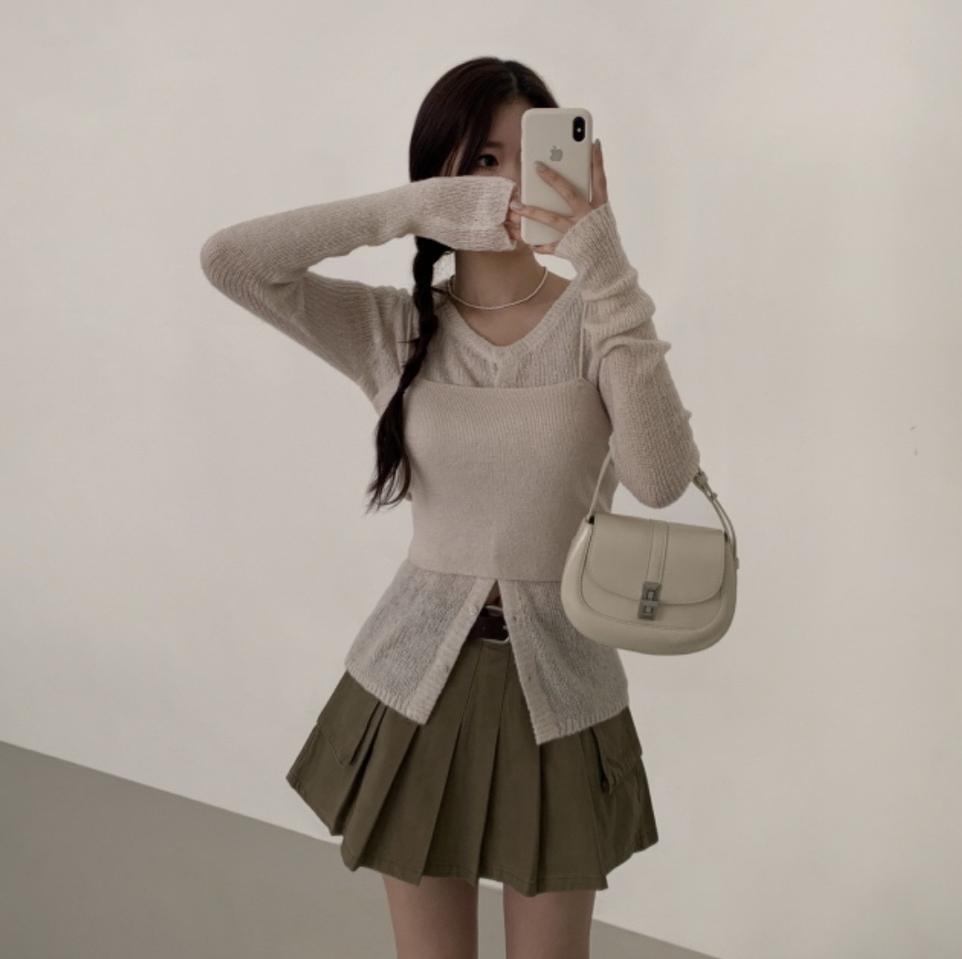레이어드 니트나시가디건
