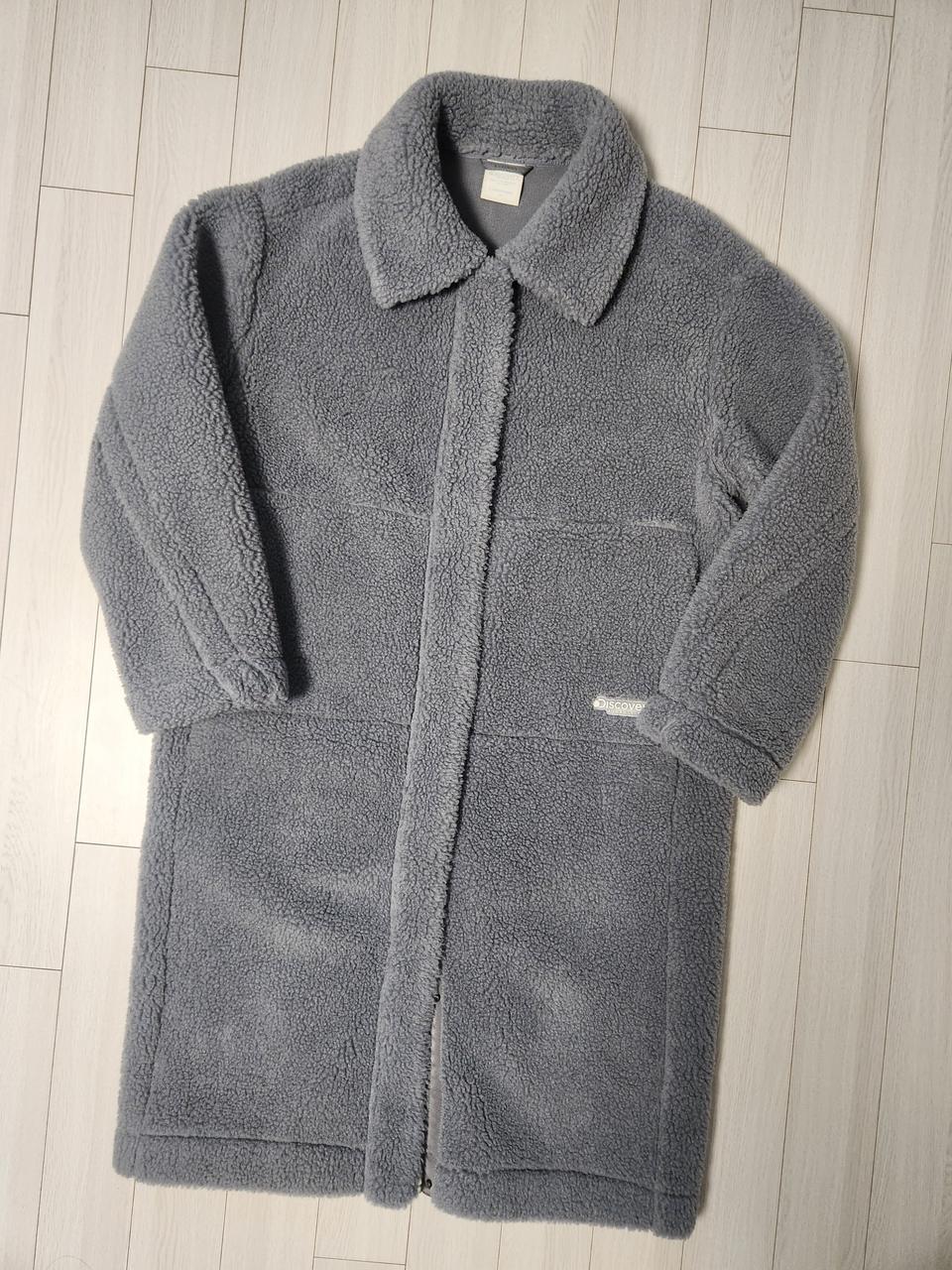 새상품급) 디스커버리 여성 코트형 롱플리스 자켓 사이즈95 m 다크블루