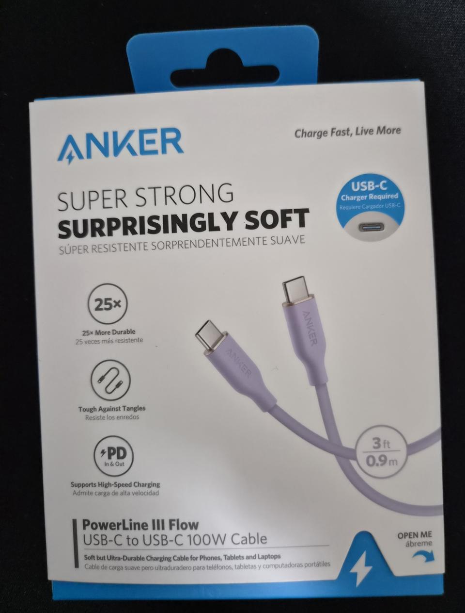 (미개봉)ANKER 3세대 파워라인 플로우 C to C타입 케이블 (0.