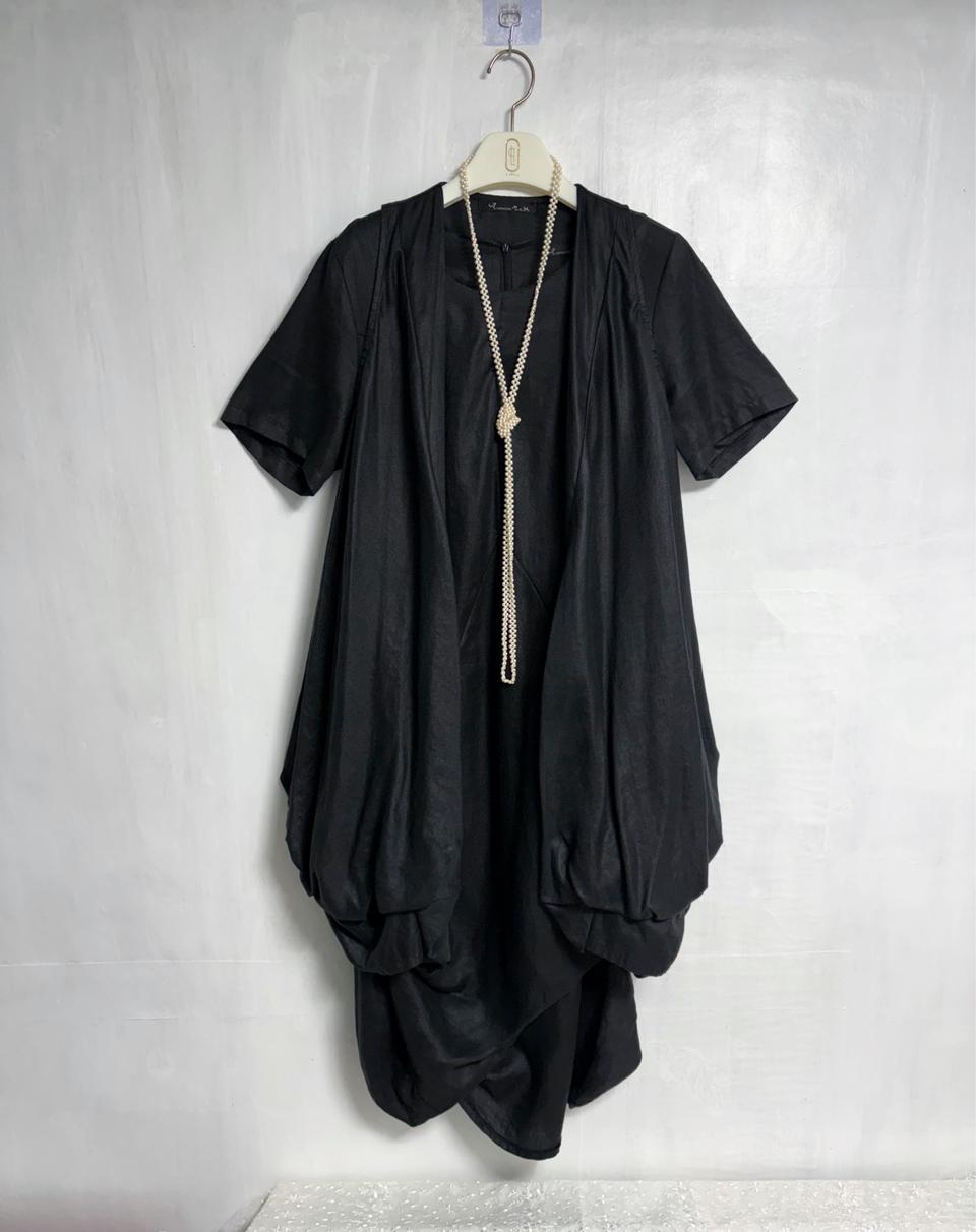 김도형 디자이너 마 100% 셔링 원피스, 조끼 세트