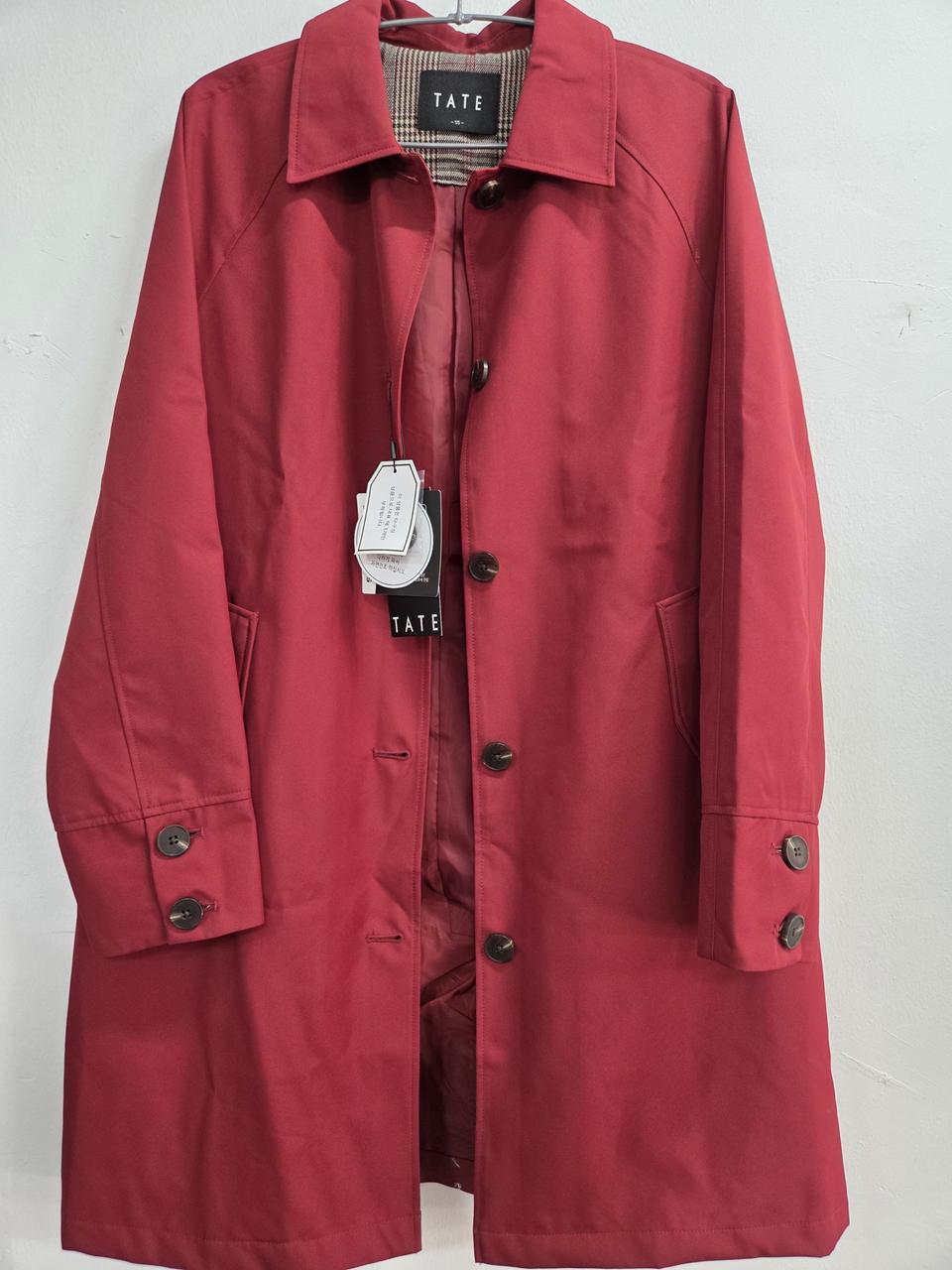 TATE 톤 다운 빨간색 롱 트렌치 코트 55