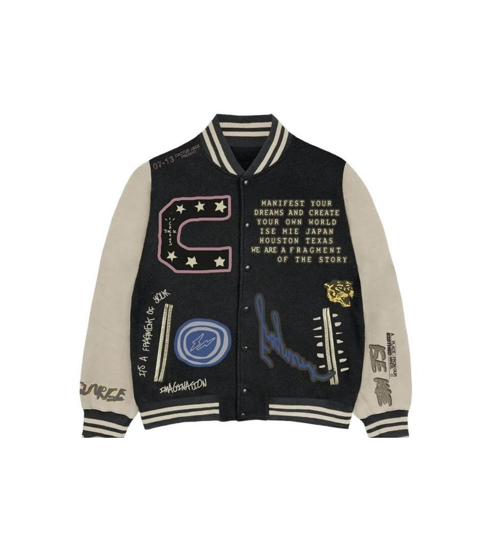 L / 트래비스 스캇 X 프라그먼트 캑터스 잭 바시티 자켓