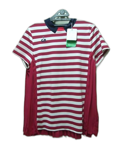 그린조이 GREENJOY 주름쉬폰배색 마젠타 폴리스판 골프웨어 여100