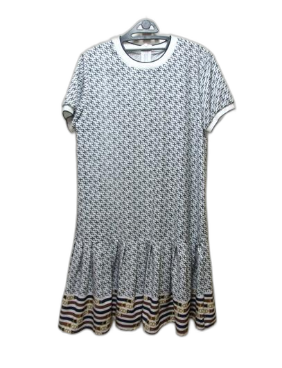 멀티무늬 폴리실키 프릴 원피스 66-77