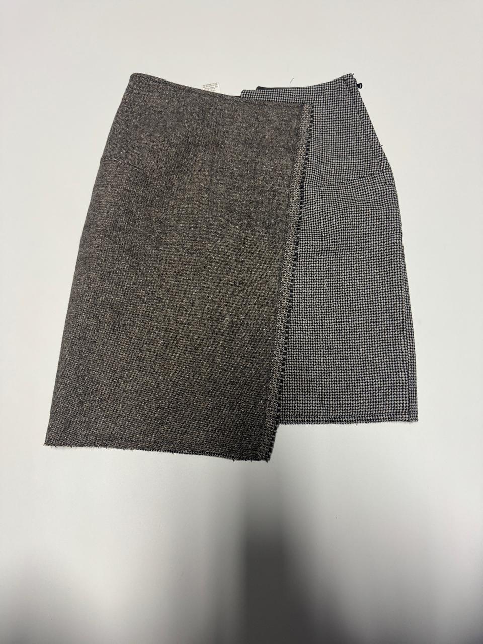여성 한섬 타임 Time 투 톤 체크 스커트 울 치마