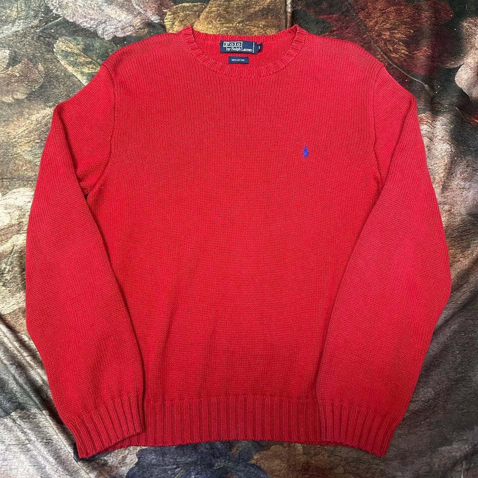 폴로 랄프로렌 빈티지 스몰 포니로고 레드코튼니트 L 빈폴 라코스테 니트