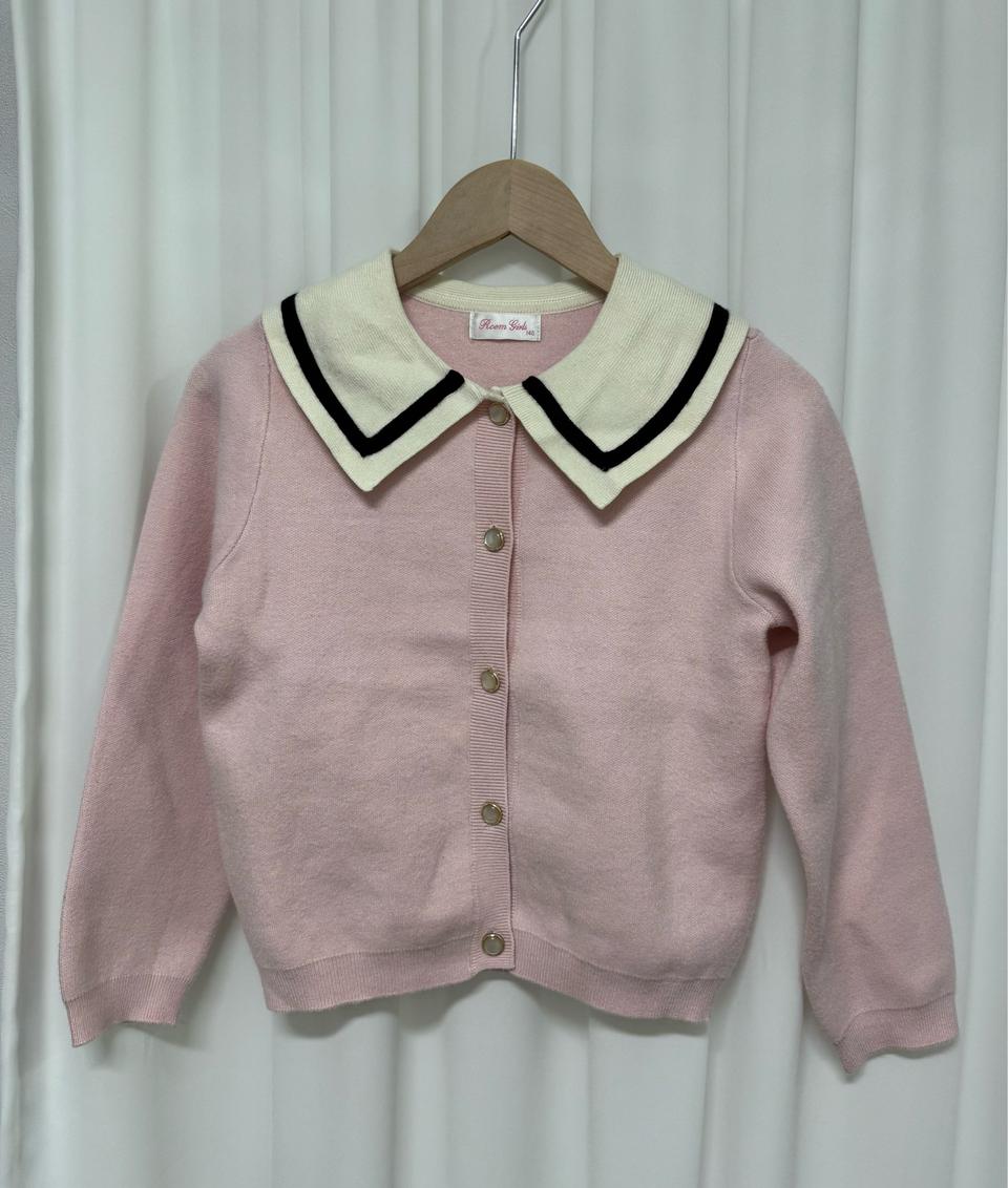 로엠걸즈 핑크 카라 가디건 140