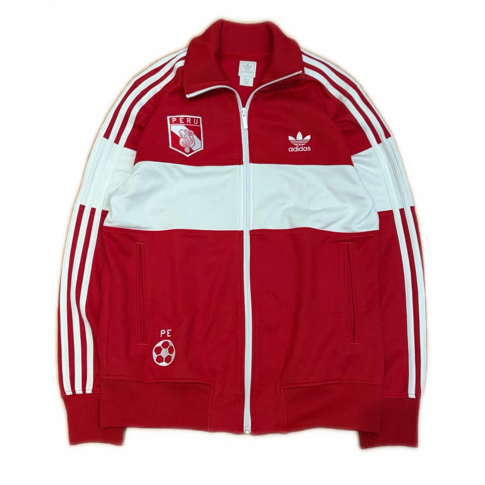 아디다스 페루 빅로고 레드 화이트 트랙탑 져지