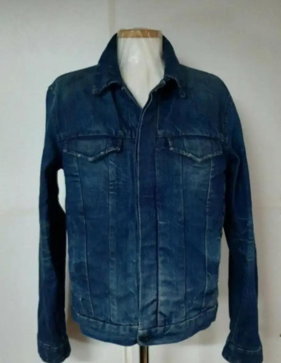 95)켈빈클라인 가죽패치 워싱 청 데님자켓