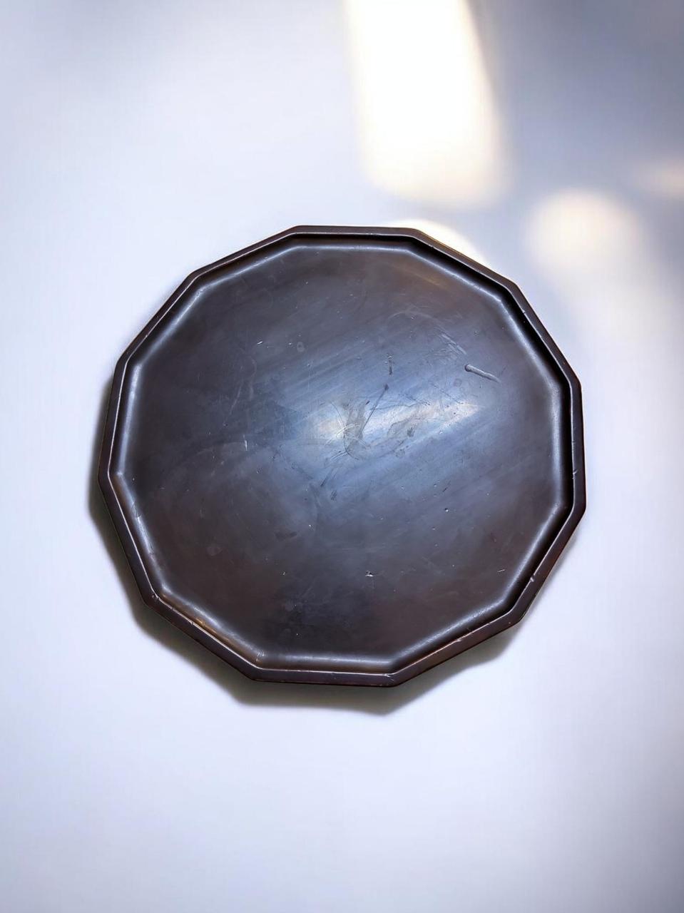 행자목 천연 생옻칠12각 투각소반