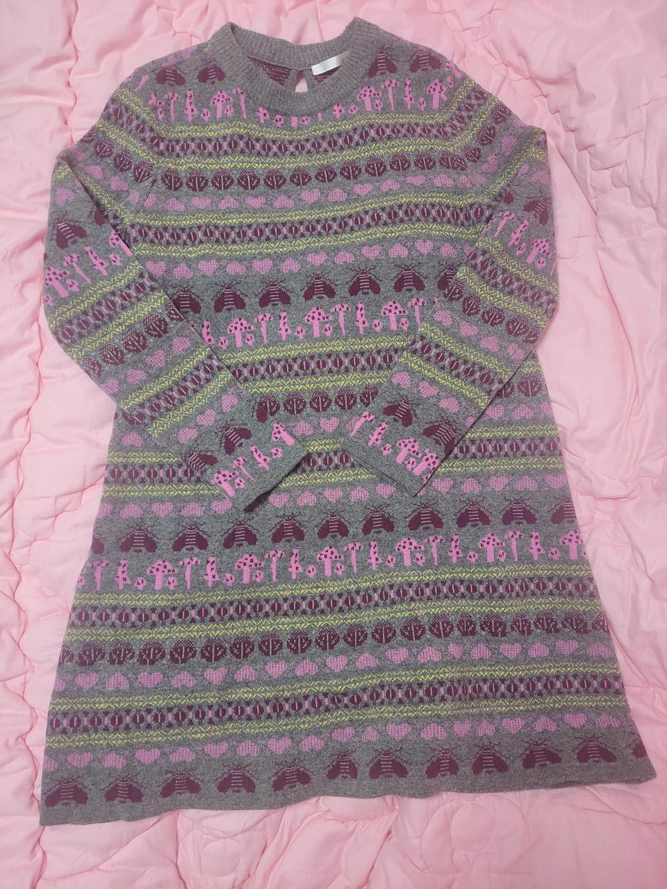 급처상태좋음!레니본 하트,버섯,벌 패턴 귀요미 니트 원피스