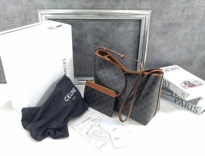 [새상품] 셀린느 소프트 쇼퍼 백 트리옹프 캔버스 카프스킨