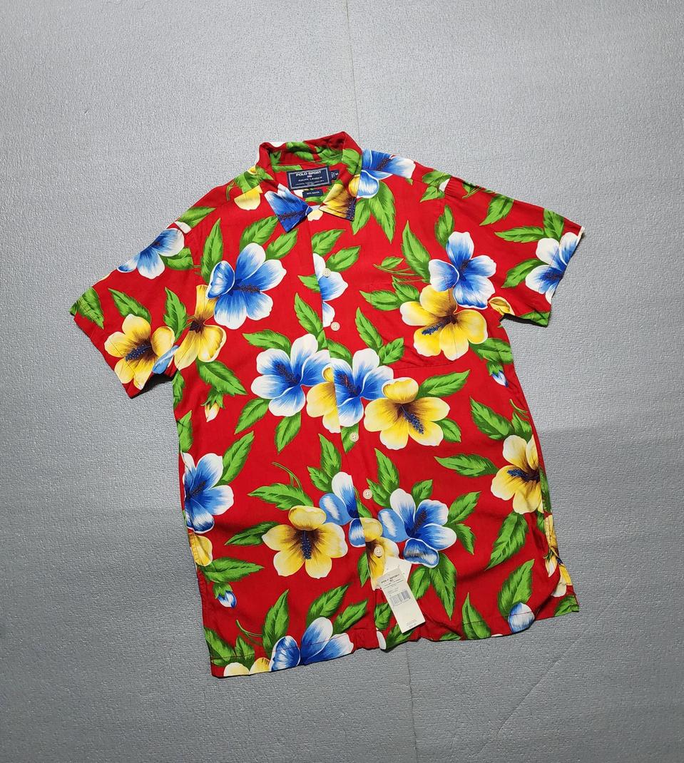 80s~90s 미사용 폴로 스포츠 랄프 로렌 알로하 셔츠