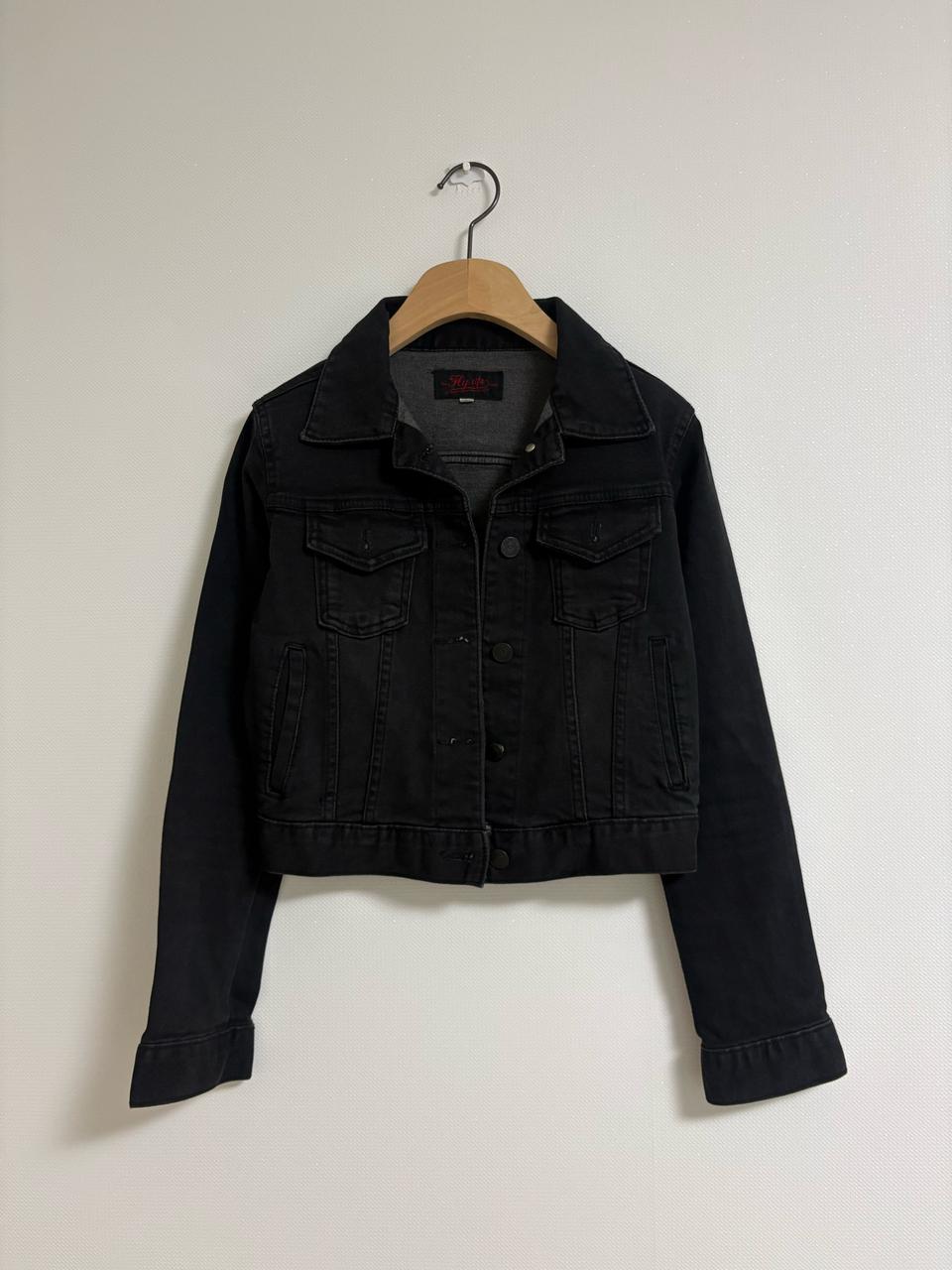 블랙 데님 크롭 자켓