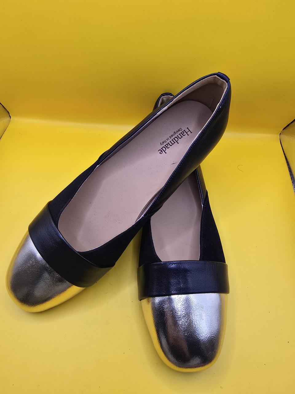 가죽수제화 여성 플랫 (골드배색)250