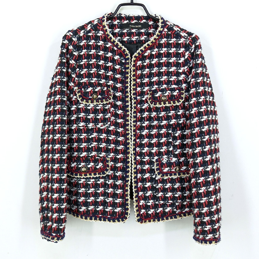 자라 여성 추동 4후크 트위드자켓 네이비S (HU43444)