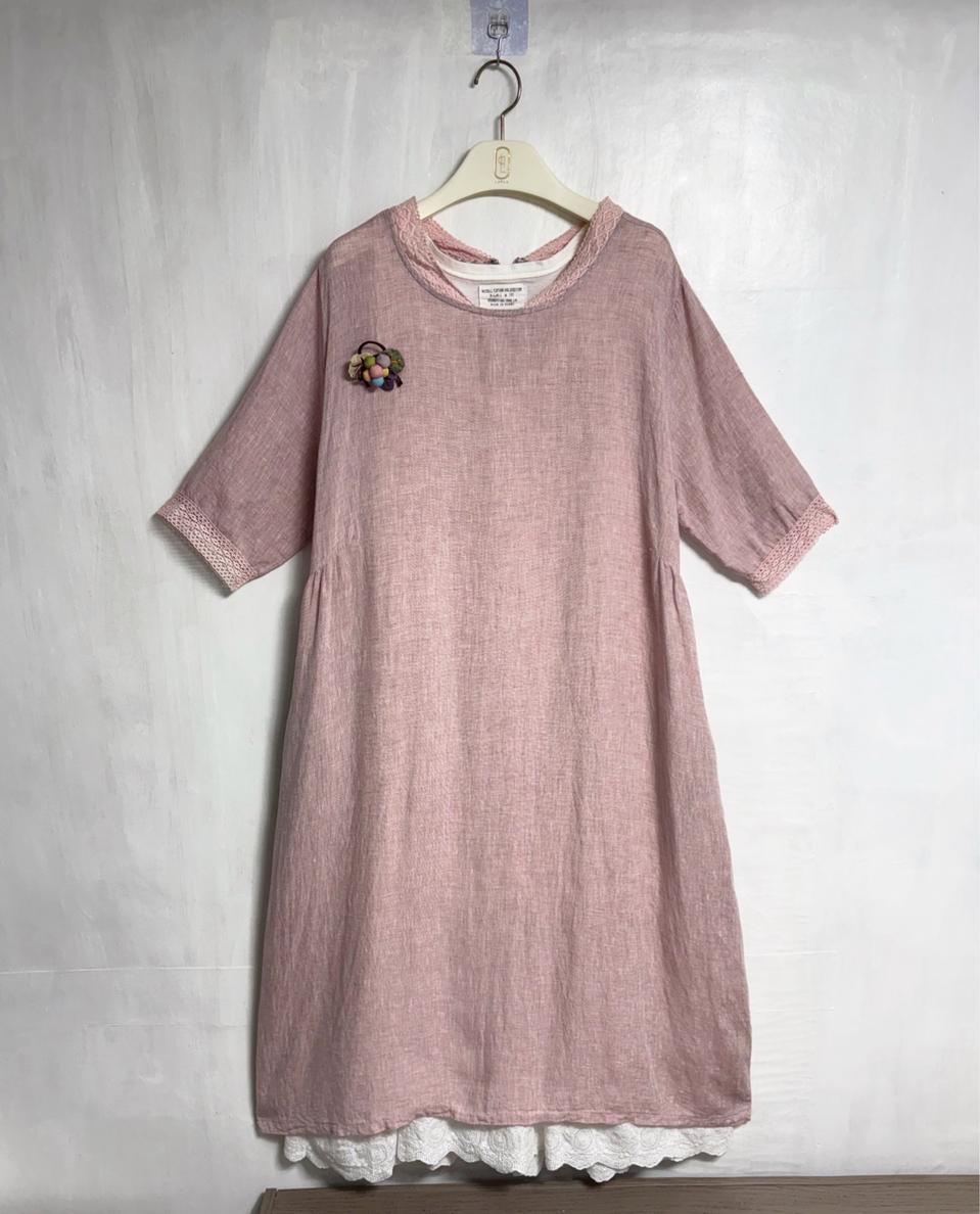 린넨 레이스 카라 원피스