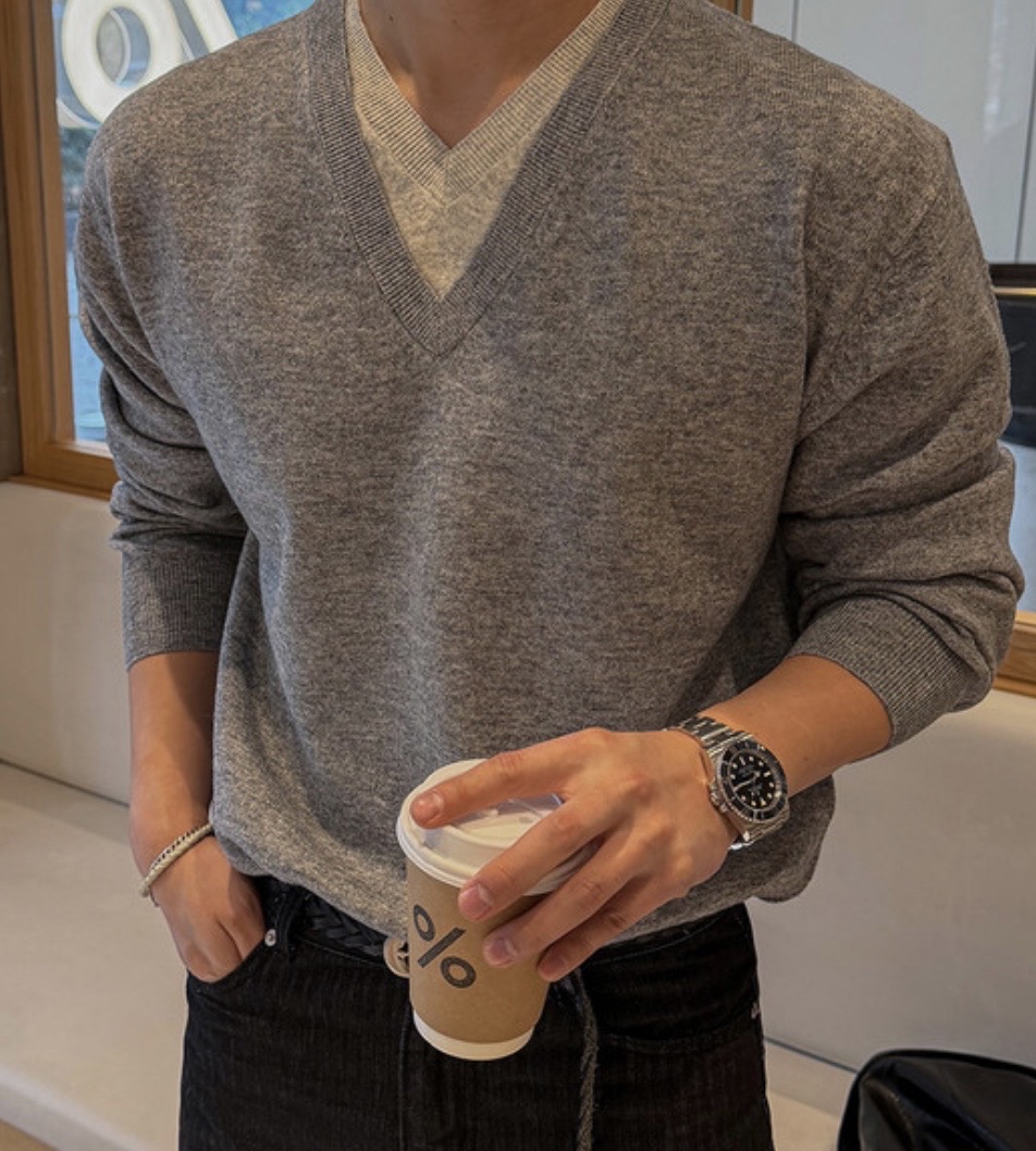 이중배색 봄 브이넥(새상품/봄신상)