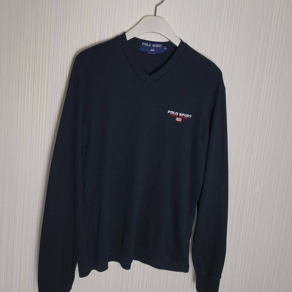 95_폴로스포츠 긴팔 V넥 티셔츠 블랙