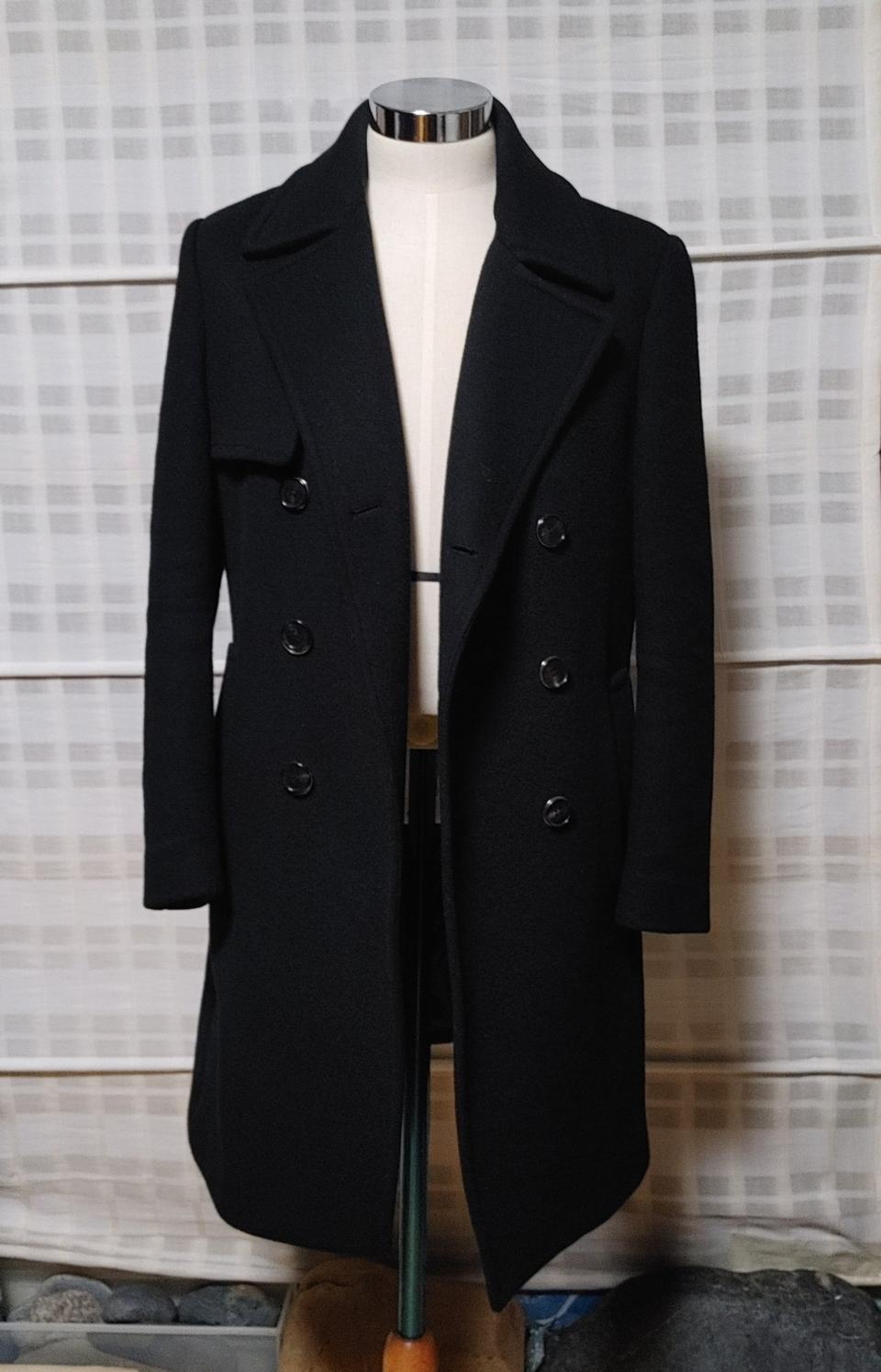 (한섬) 시스템 옴므 블랙 더블 코트 95 / 캐시미어 블렌디드