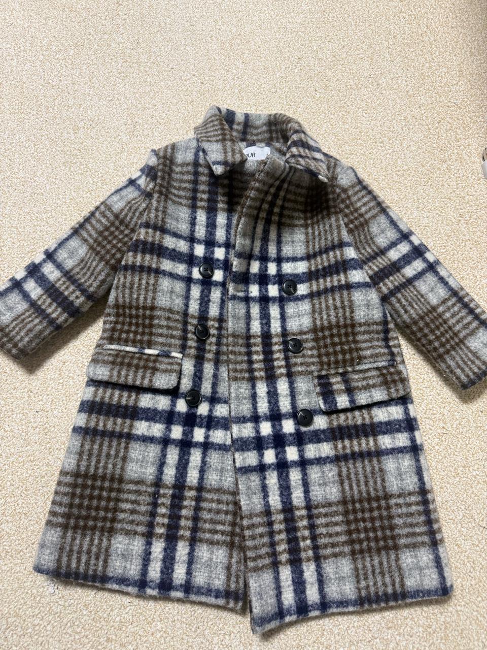 OUR 100정도 체크 코트 하객룩 돌잔치룩 유아코트 S 3-4세용