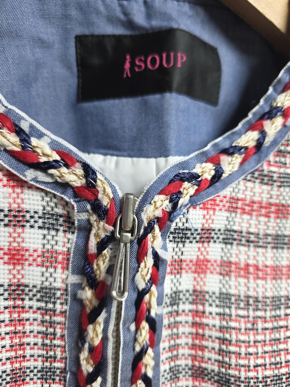 [SOUP] 노카라 트위드 체크 자켓 (55사이즈)